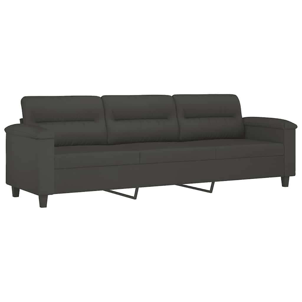 3-personers sofa med fodskammel 210 cm mikrofiberstof mørkegrå