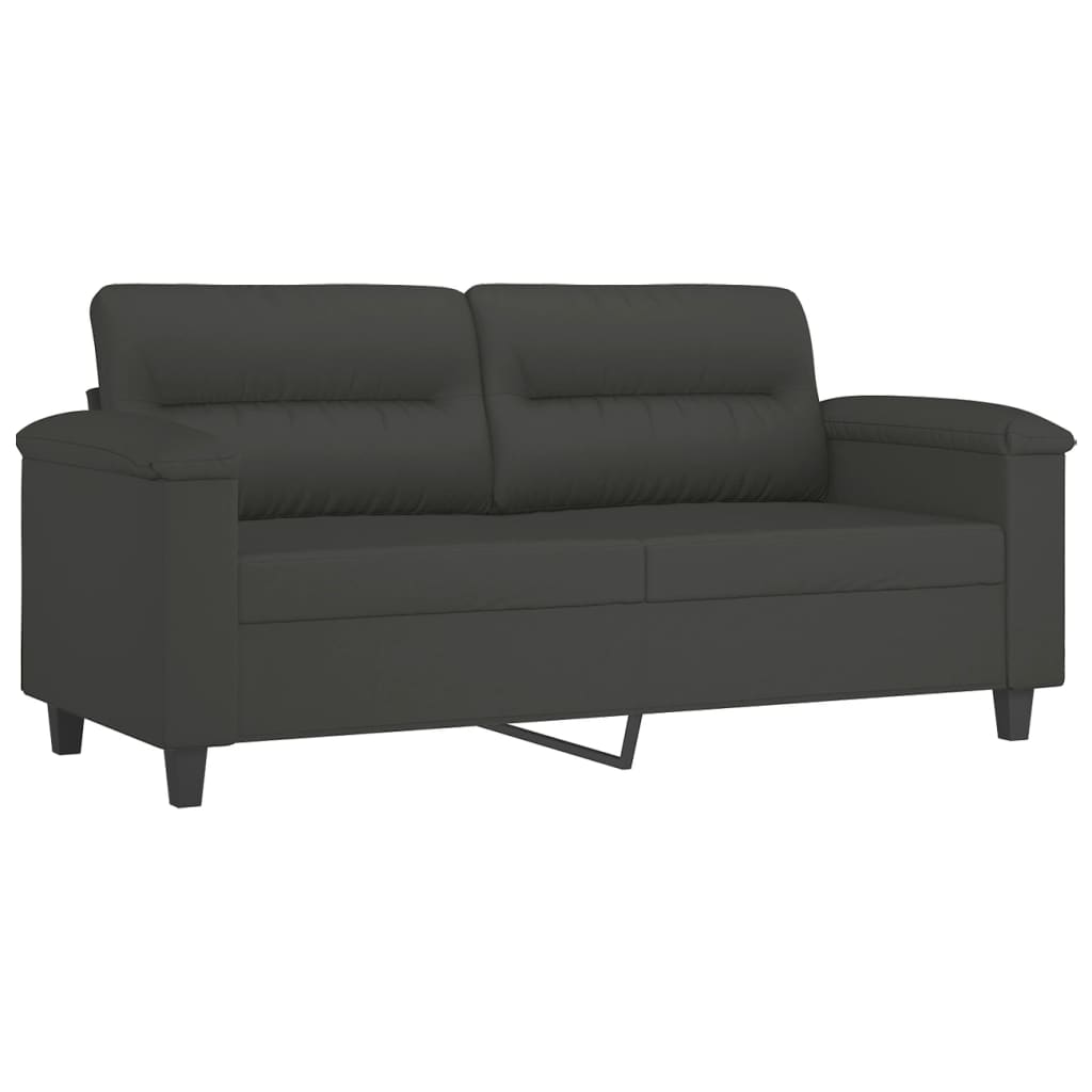 sofasæt 3 dele med puder mikrofiberstof mørkegrå