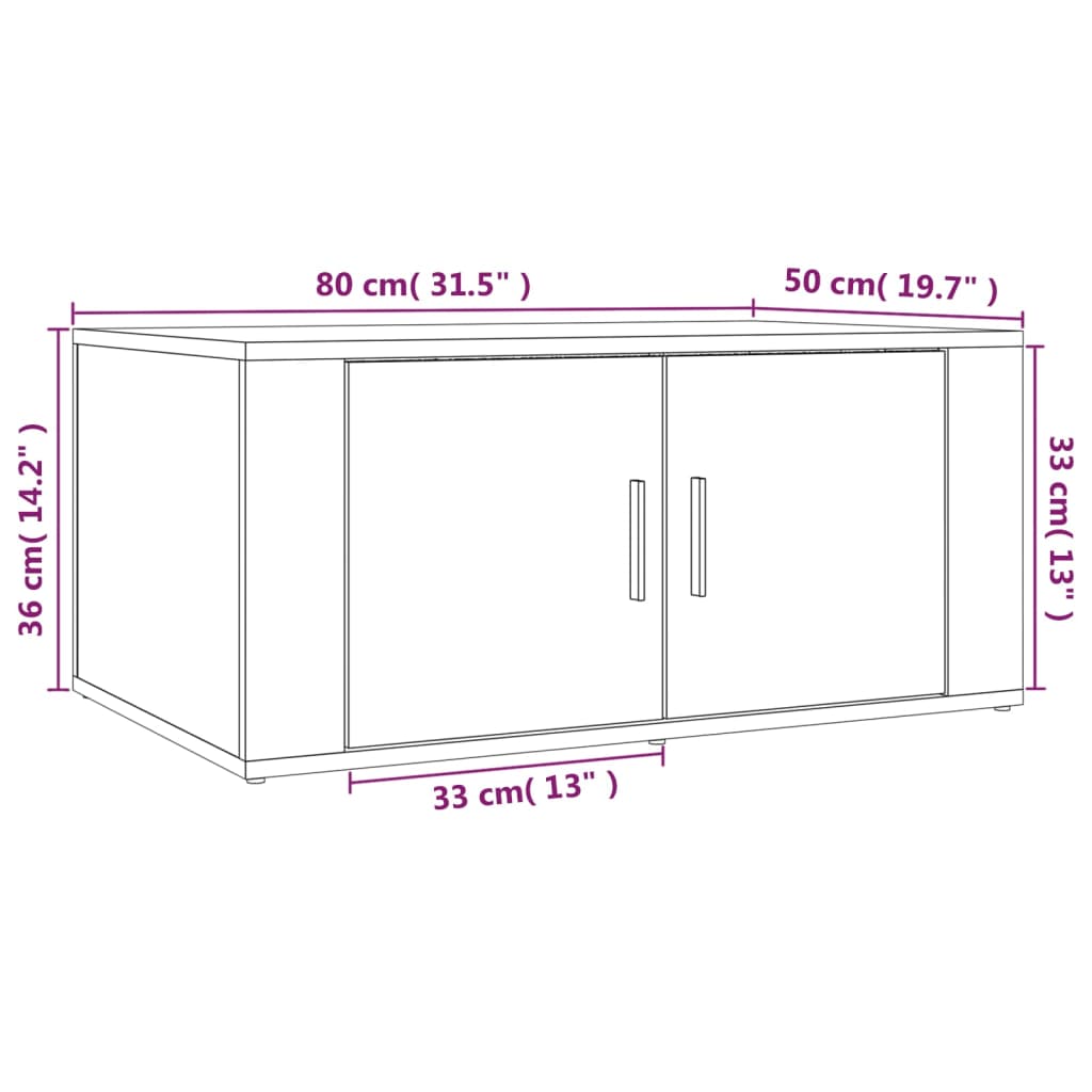 sofabord 80x50x36 cm konstrueret træ sort