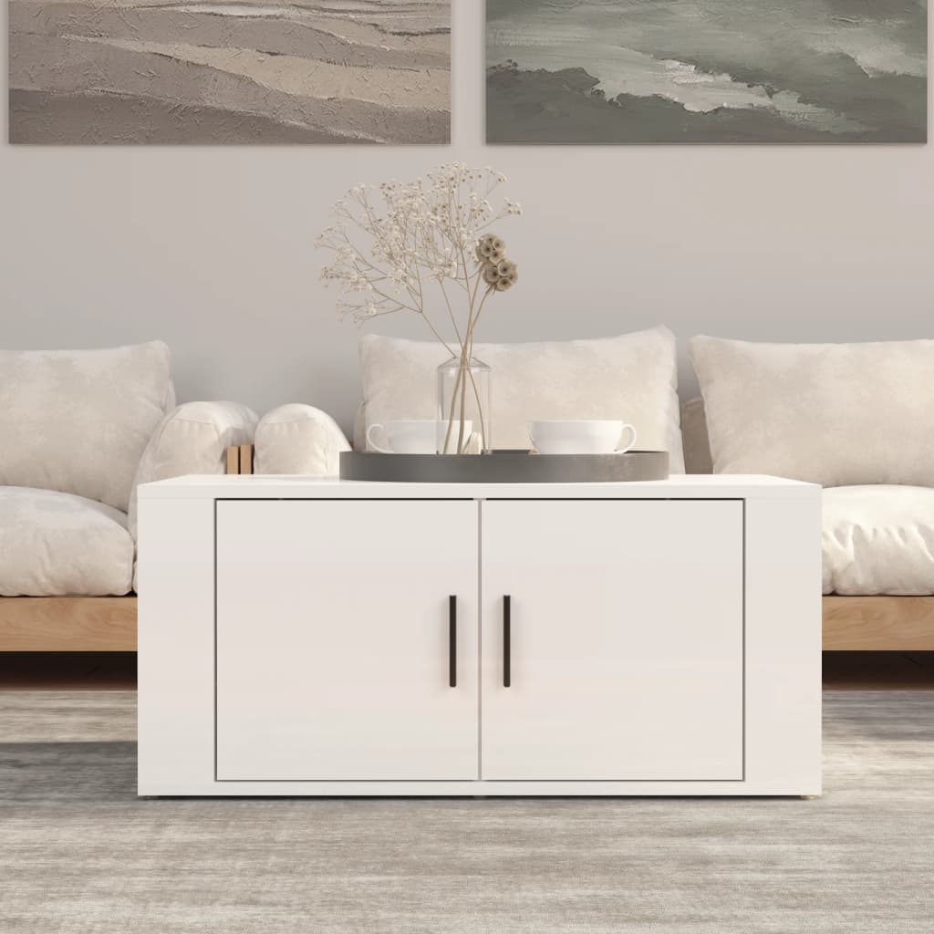 sofabord 80x50x36 cm konstrueret træ hvid højglans