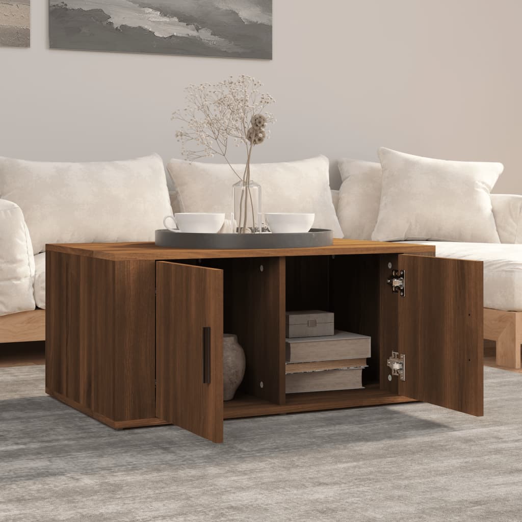 sofabord 80x50x36 cm konstrueret træ brun egetræsfarve