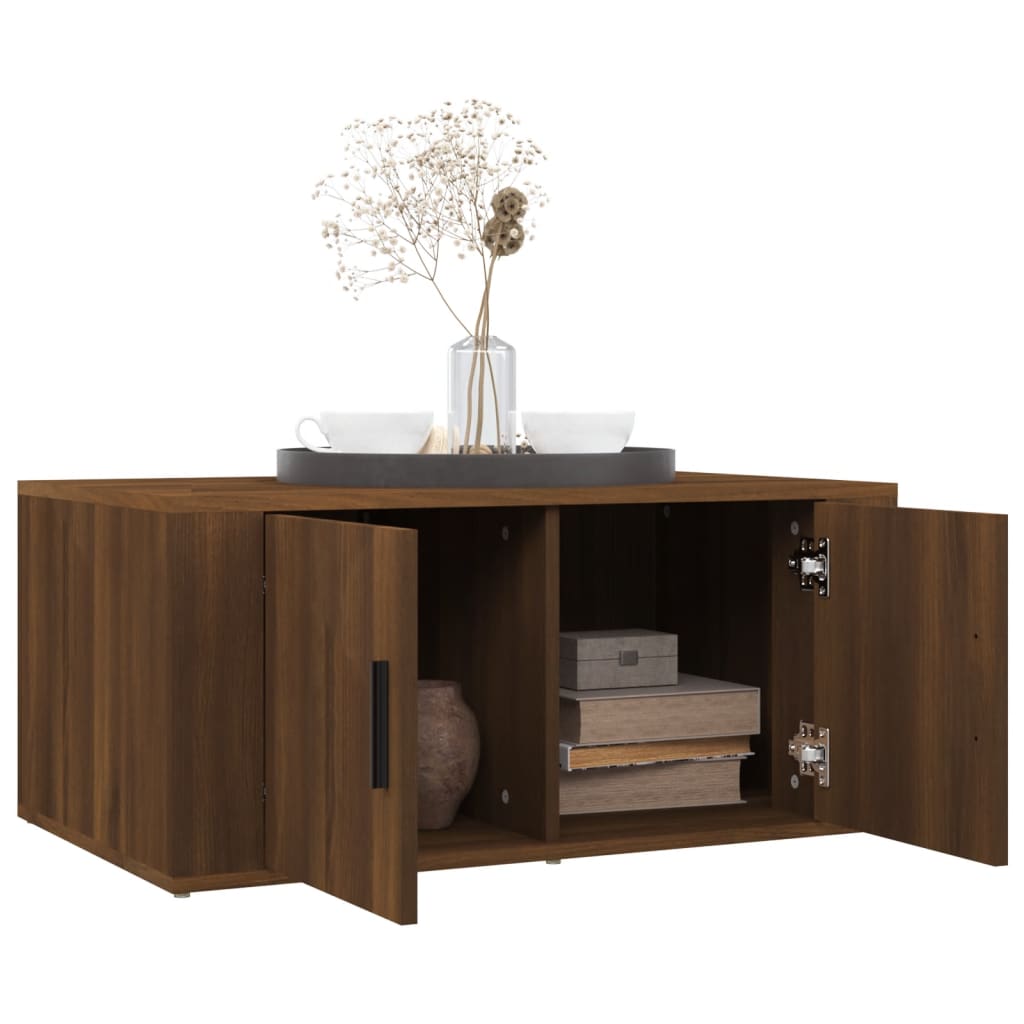 sofabord 80x50x36 cm konstrueret træ brun egetræsfarve