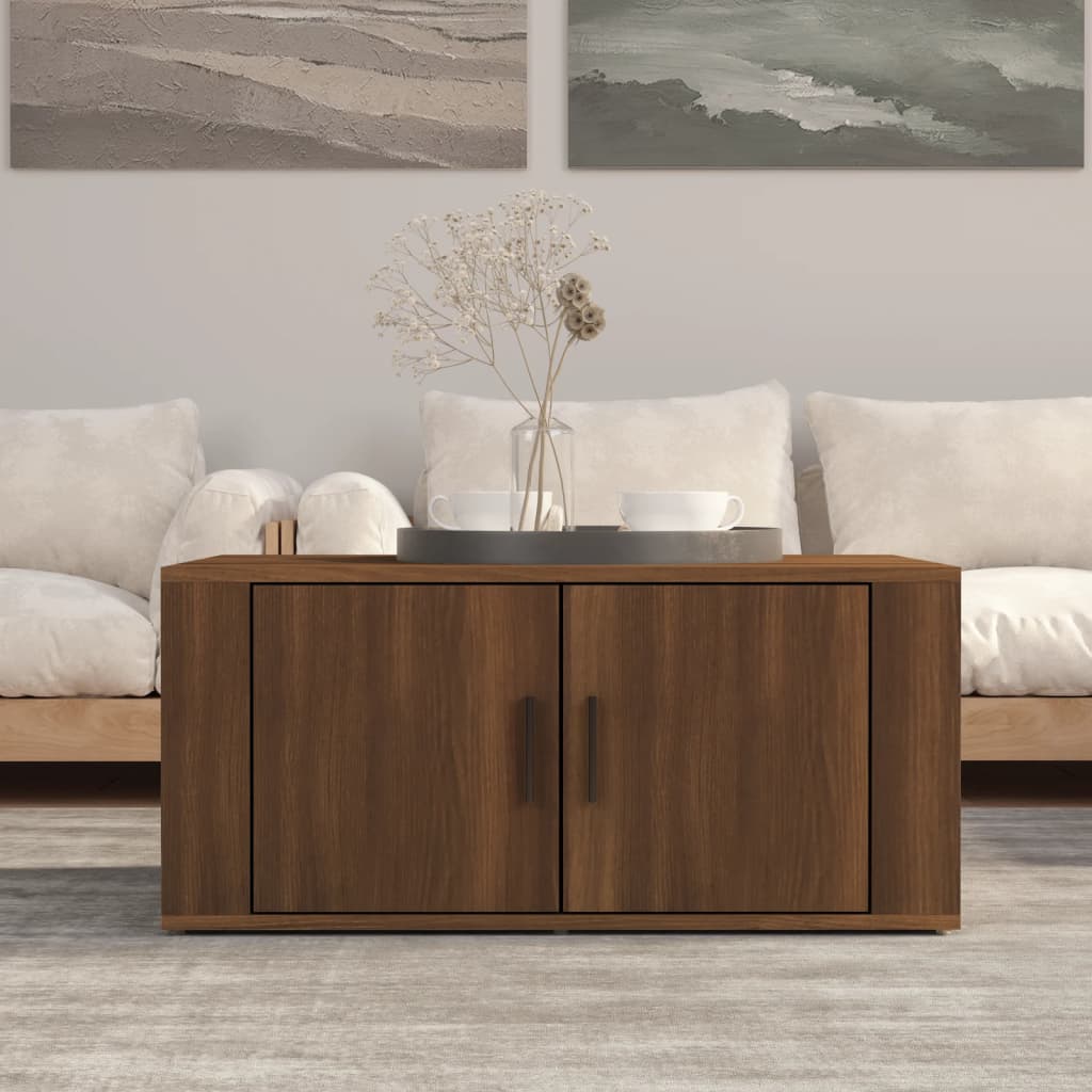 sofabord 80x50x36 cm konstrueret træ brun egetræsfarve