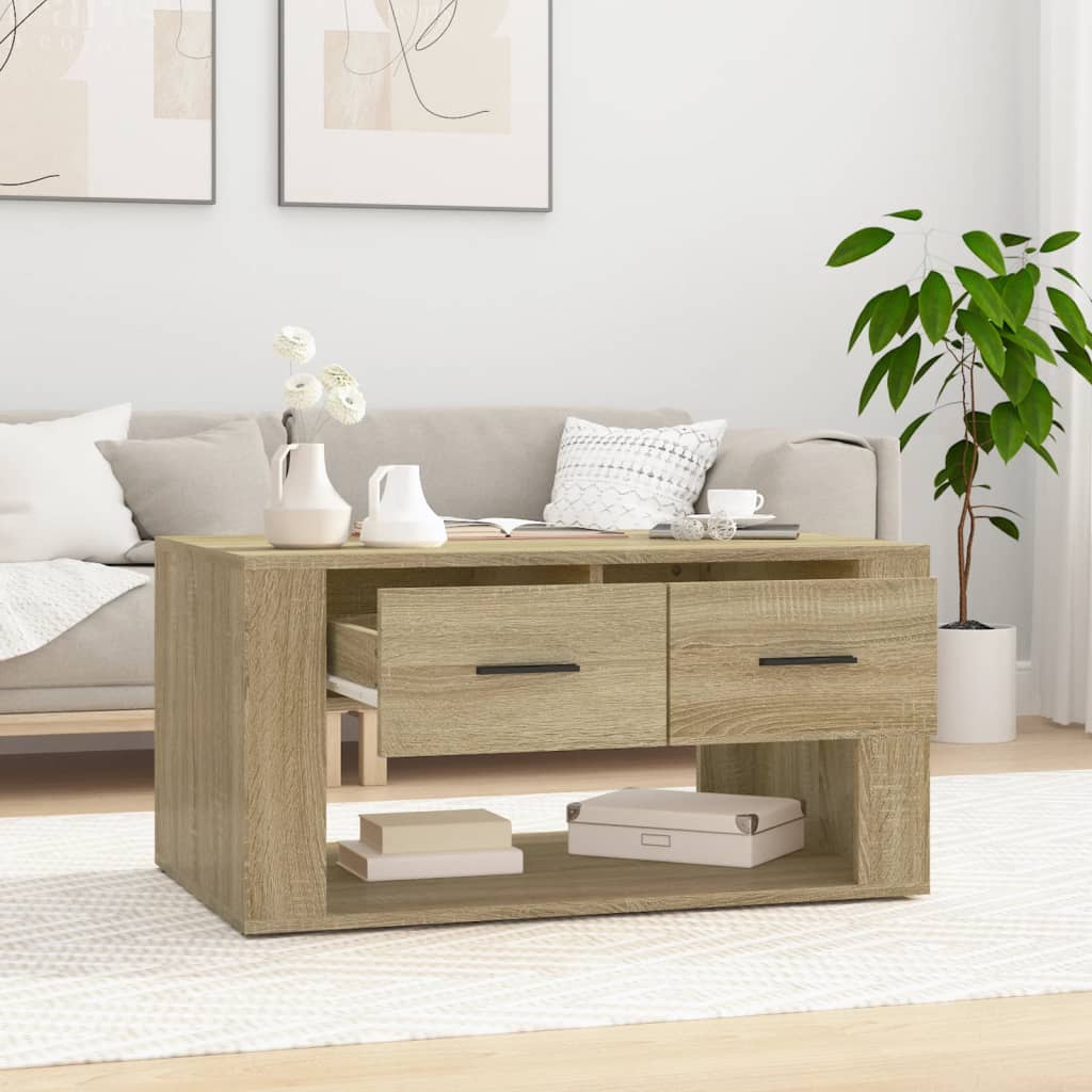 sofabord 80x50x40 cm konstrueret træ sonoma-eg