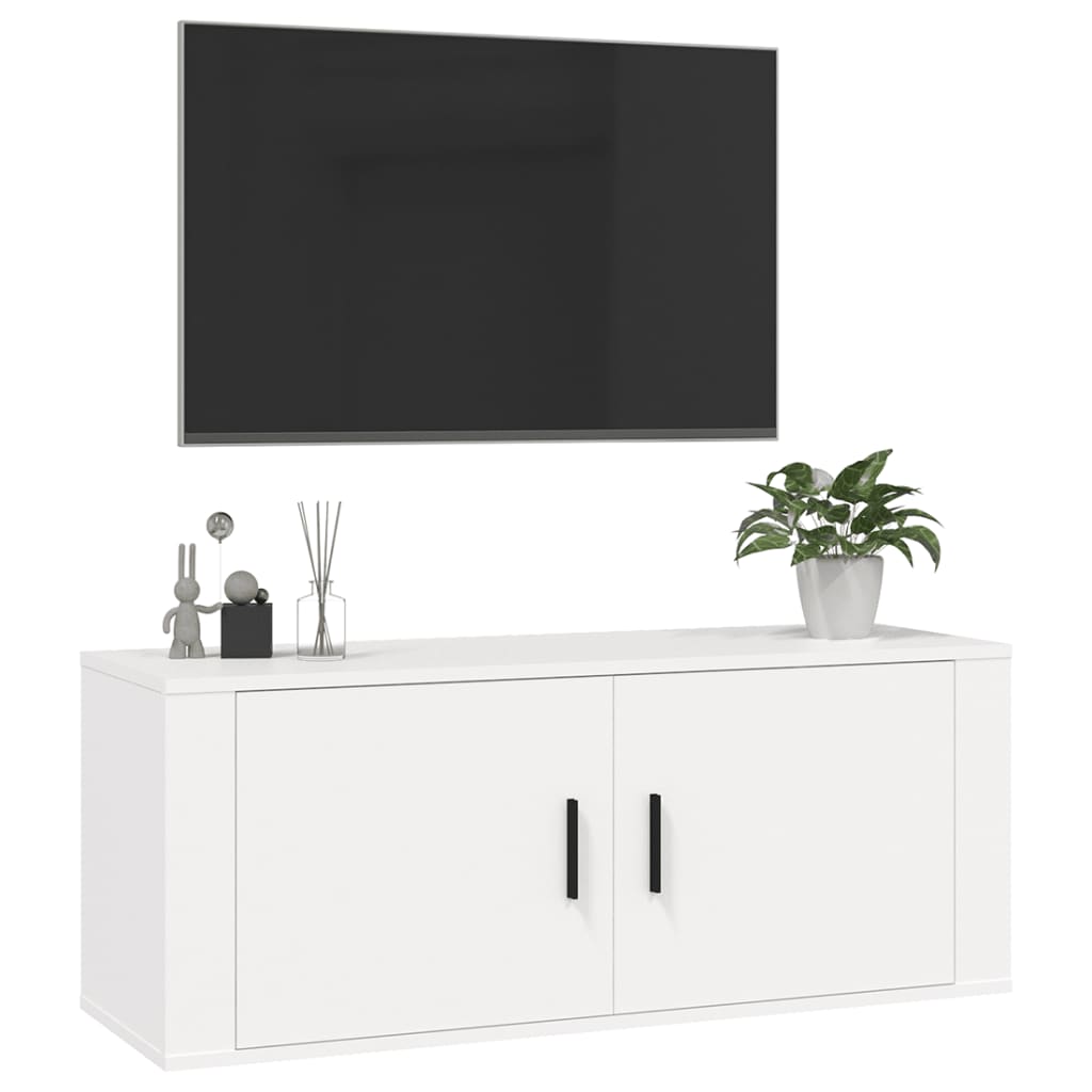 væghængt tv-skab 100x34,5x40 cm hvid