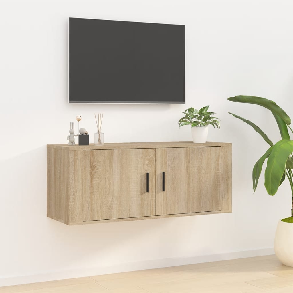 væghængt tv-skab 100x34,5x40 cm sonoma-eg