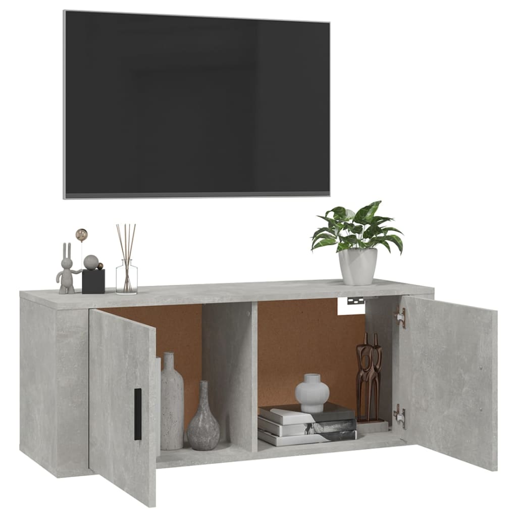 væghængt tv-skab 100x34,5x40 cm betongrå