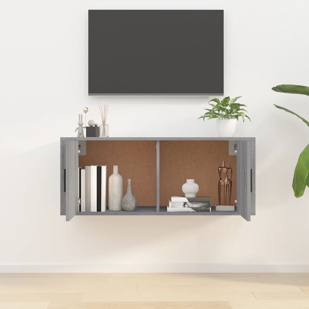 væghængt tv-skab 100x34,5x40 cm grå sonoma