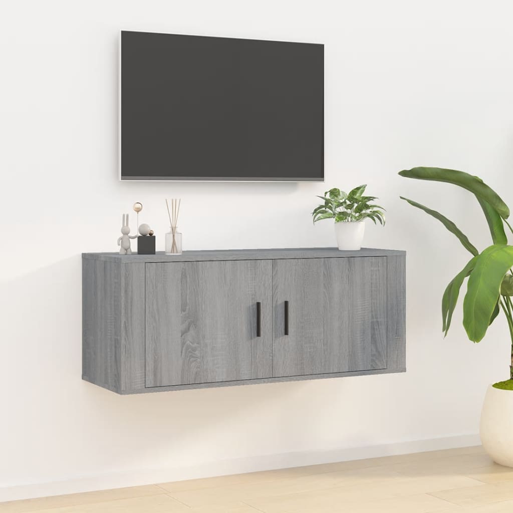 væghængt tv-skab 100x34,5x40 cm grå sonoma