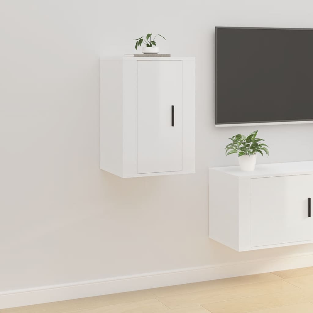 væghængt tv-skab 40x34,5x60 cm hvid højglans