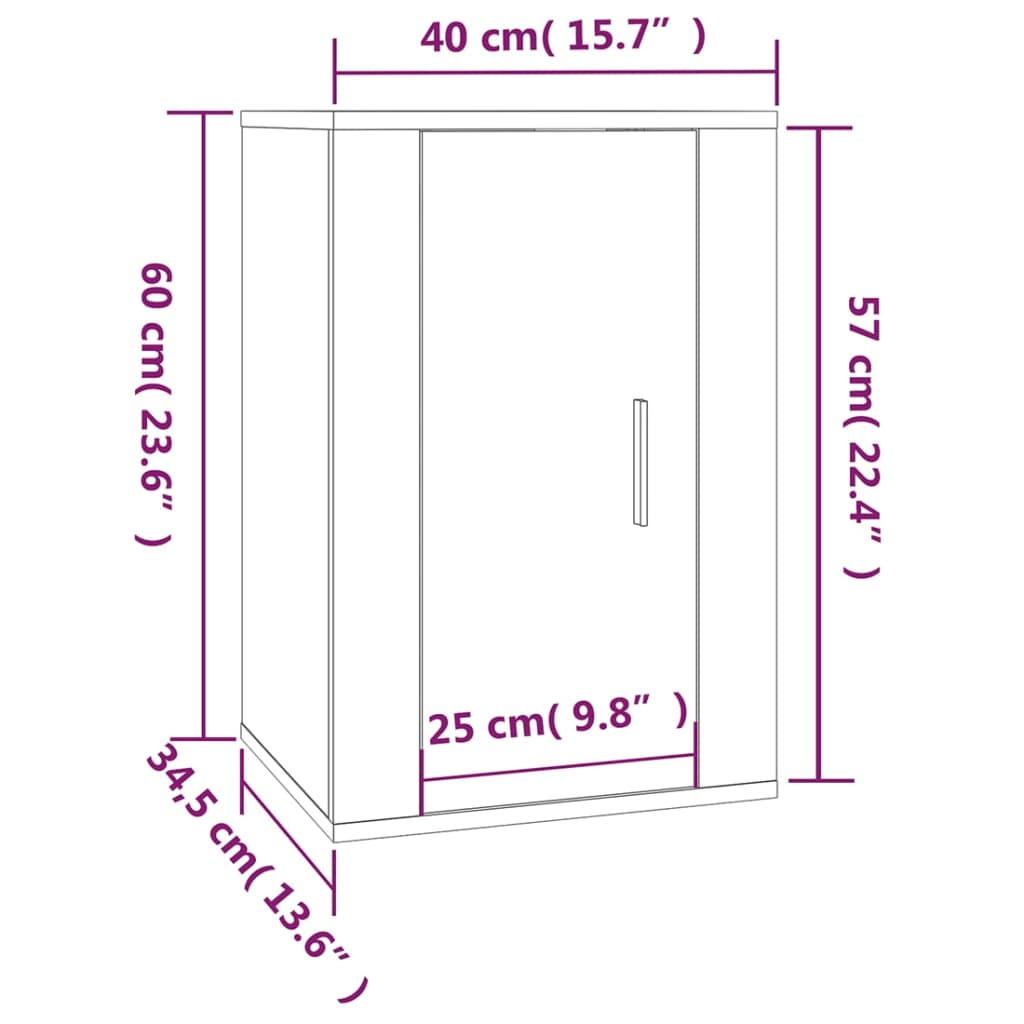 væghængt tv-skab 40x34,5x60 cm betongrå