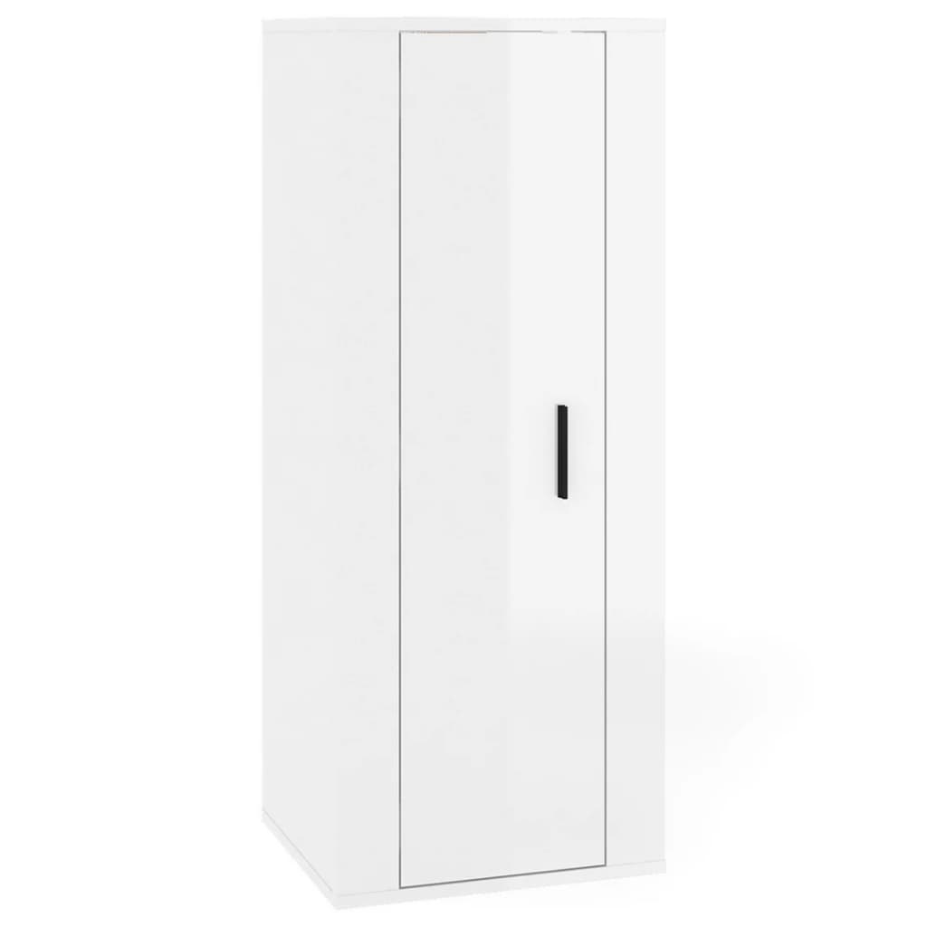 væghængt tv-skab 40x34,5x100 cm hvid højglans