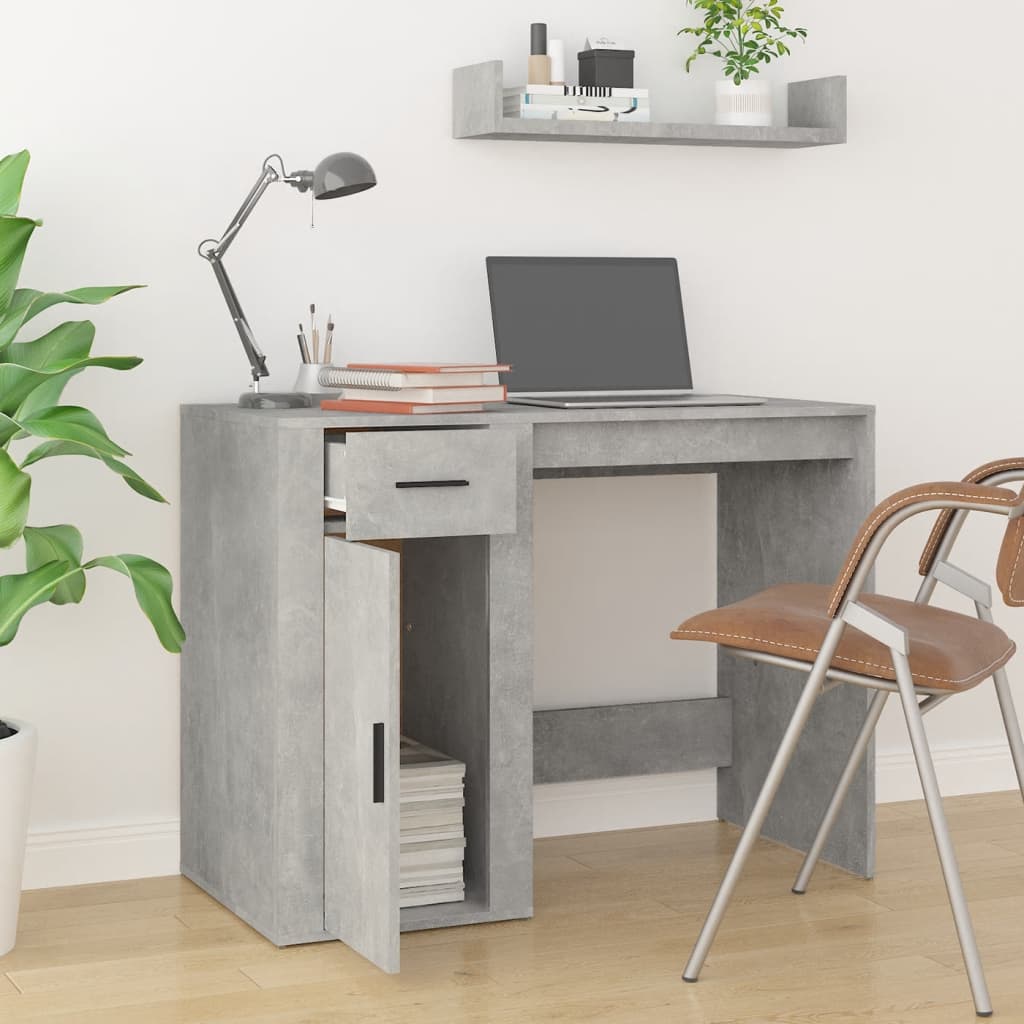 skrivebord 100x49x75 cm konstrueret træ betongrå