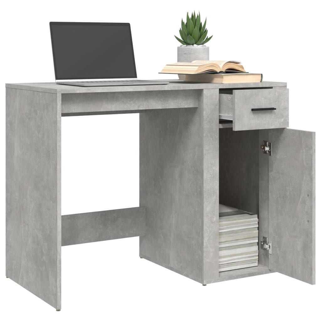 skrivebord 100x49x75 cm konstrueret træ betongrå