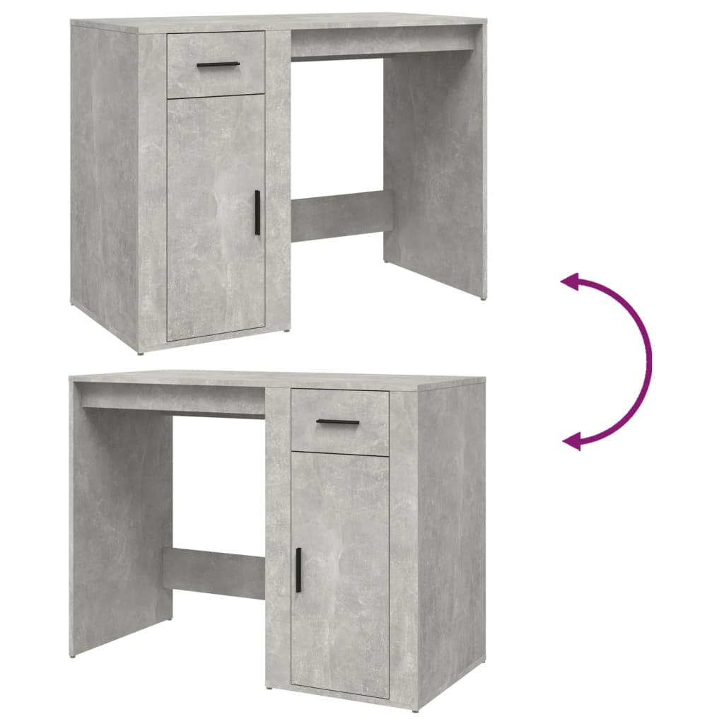 skrivebord 100x49x75 cm konstrueret træ betongrå