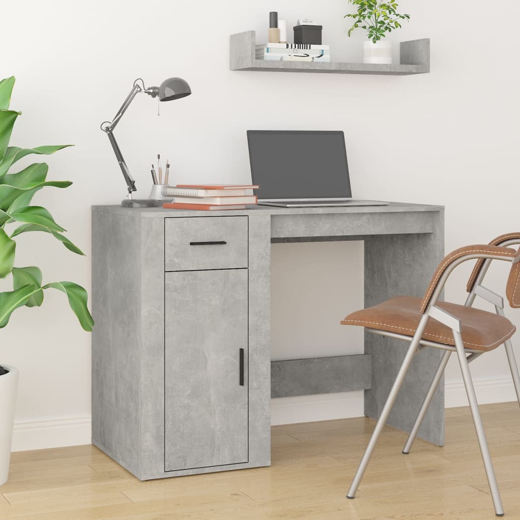 skrivebord 100x49x75 cm konstrueret træ betongrå