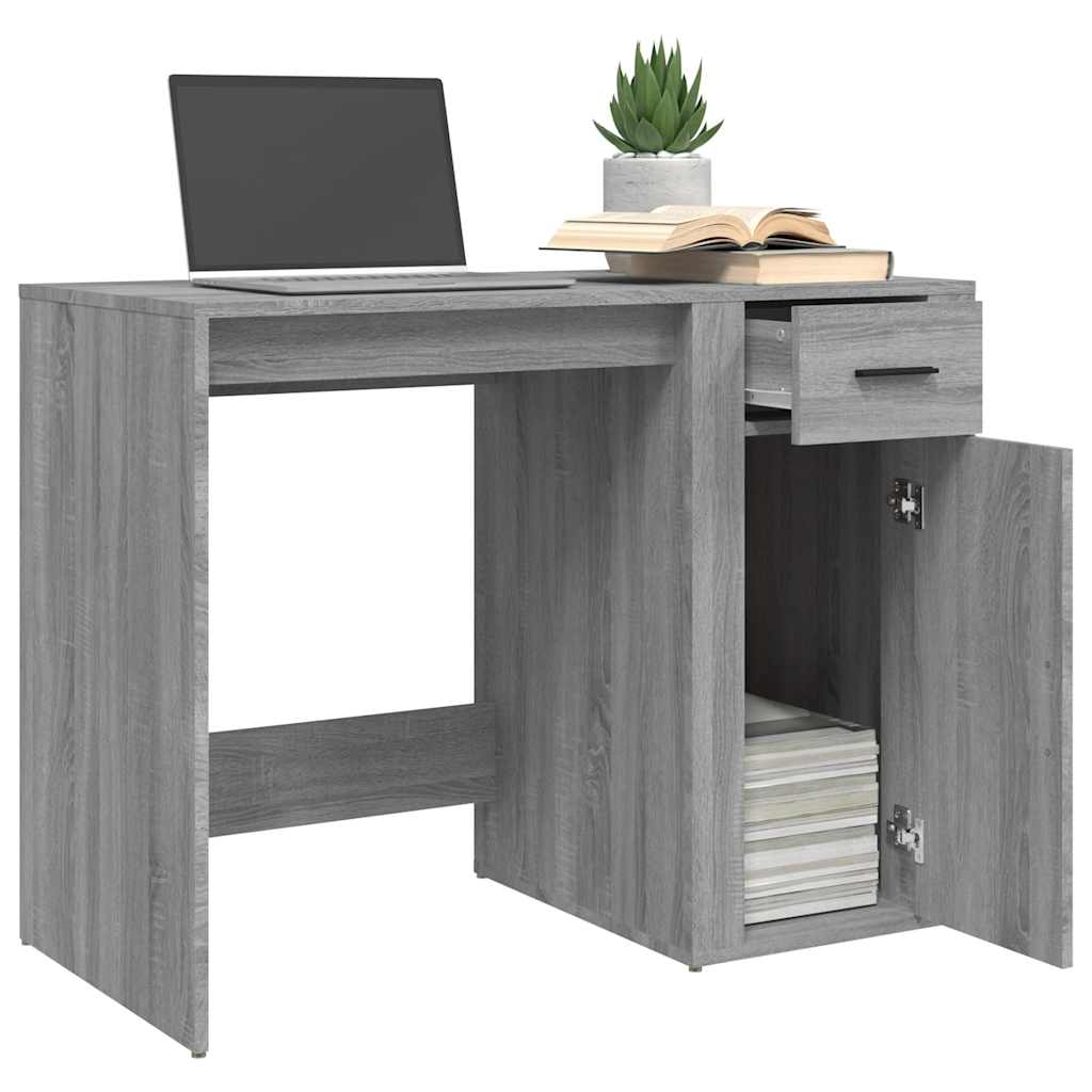skrivebord 100x49x75 cm konstrueret træ grå sonoma-eg
