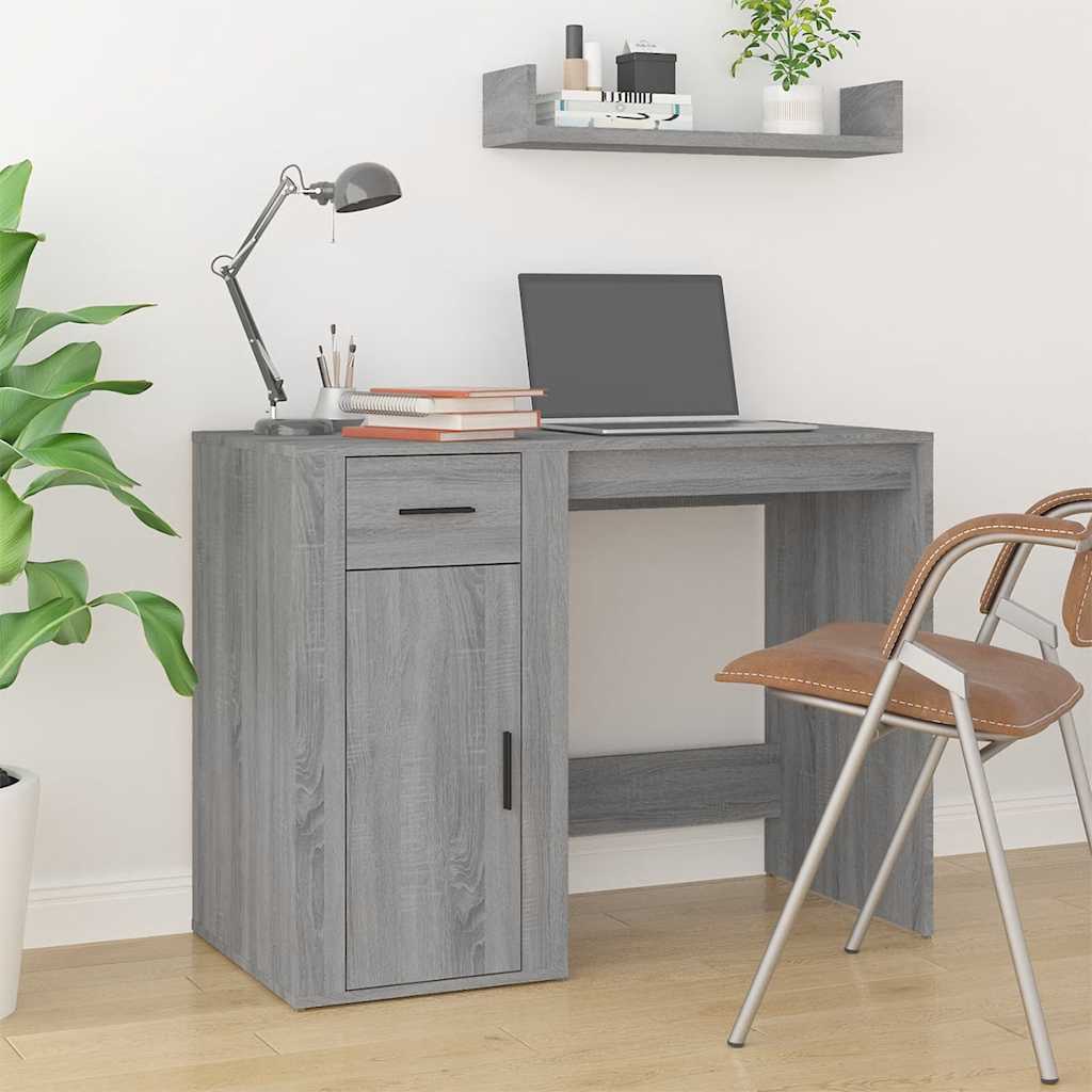 skrivebord 100x49x75 cm konstrueret træ grå sonoma-eg