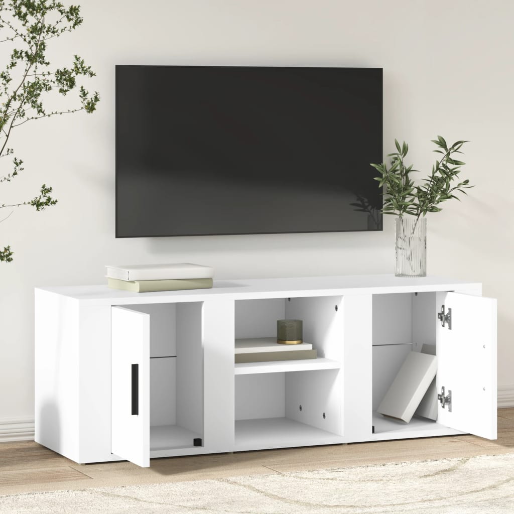 tv-bord 100x31,5x35 cm konstrueret træ hvid