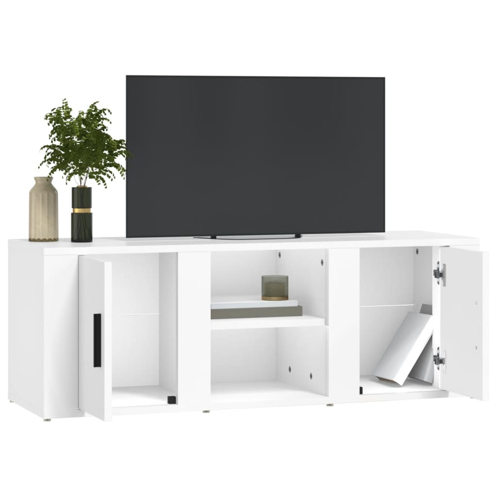 tv-bord 100x31,5x35 cm konstrueret træ hvid