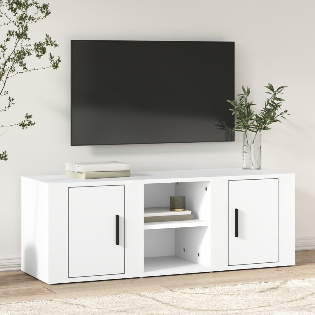 tv-bord 100x31,5x35 cm konstrueret træ hvid
