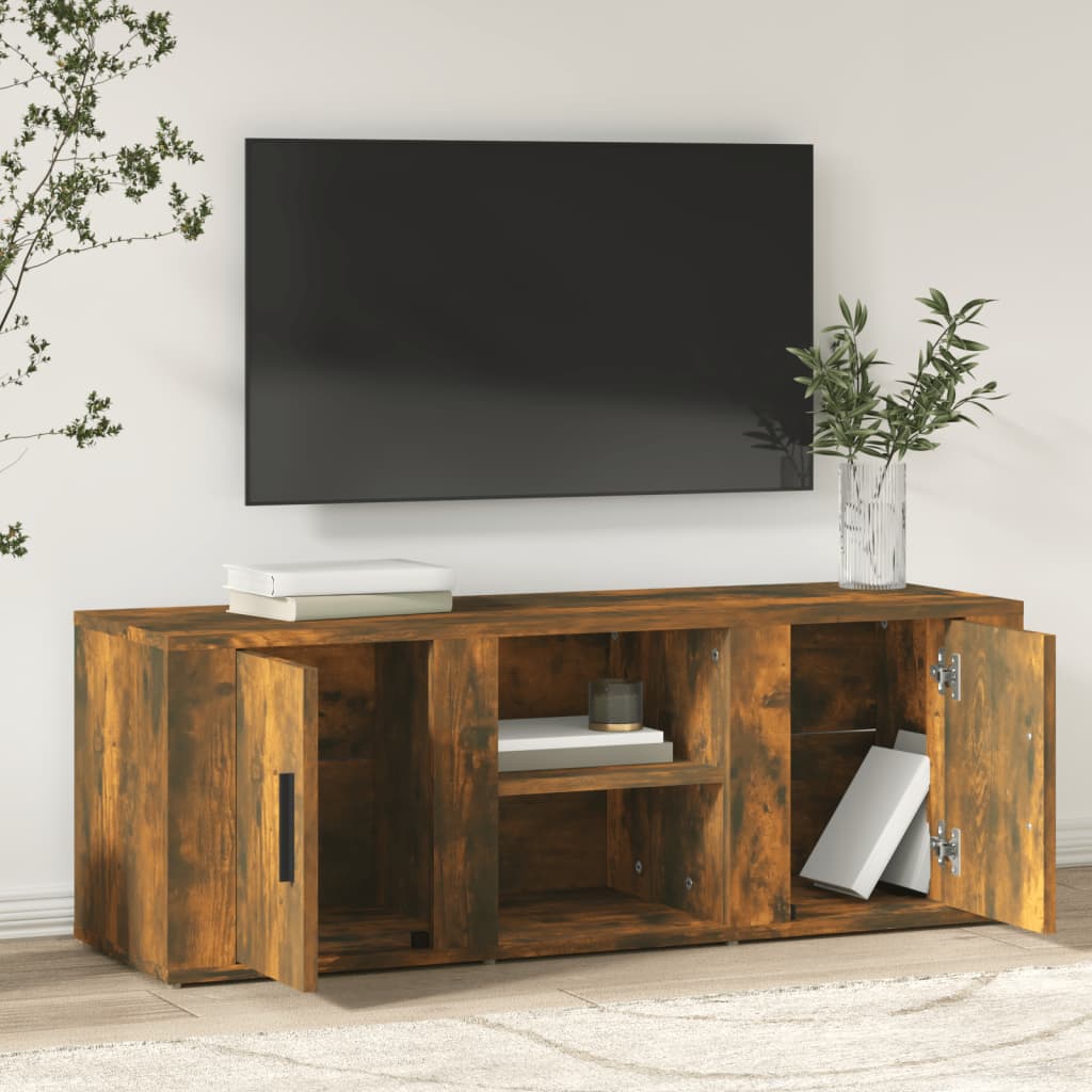 tv-bord 100x31,5x35 cm konstrueret træ røget egetræsfarve