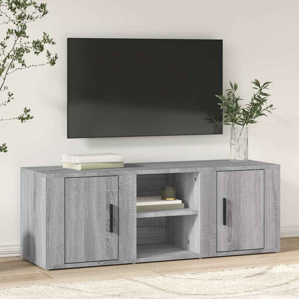 tv-bord 100x31,5x35 cm konstrueret træ grå sonoma-eg