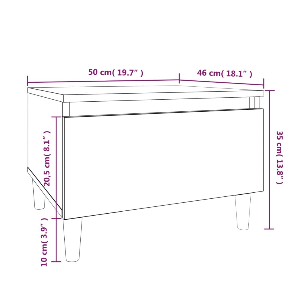 sidebord 50x46x35 cm konstrueret træ sonoma-eg