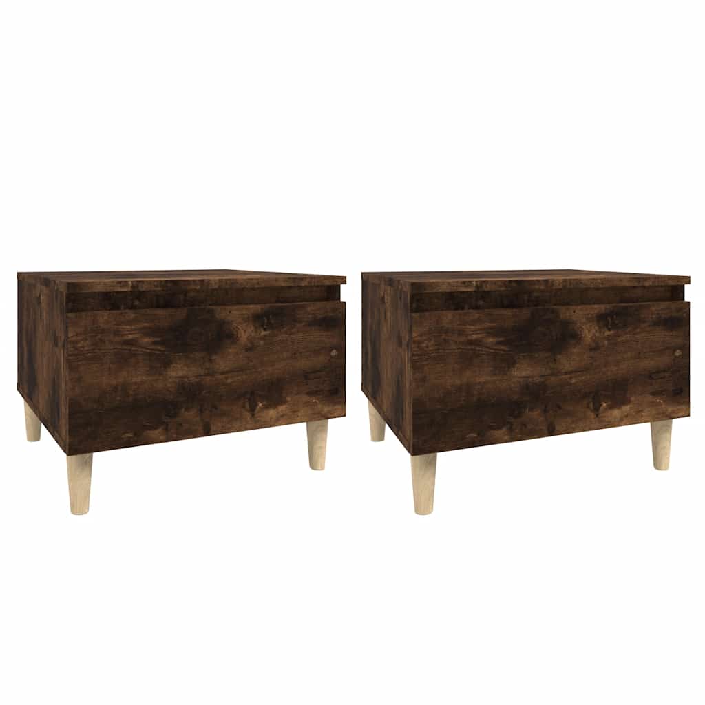 sideborde 2 stk. 50x46x35 cm konstrueret træ røget egetræsfarve