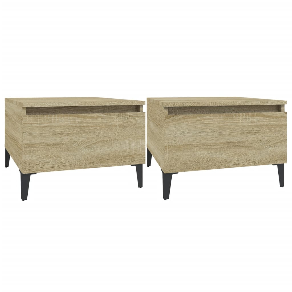 sideborde 2 stk. 50x46x35 cm konstrueret træ sonoma-eg