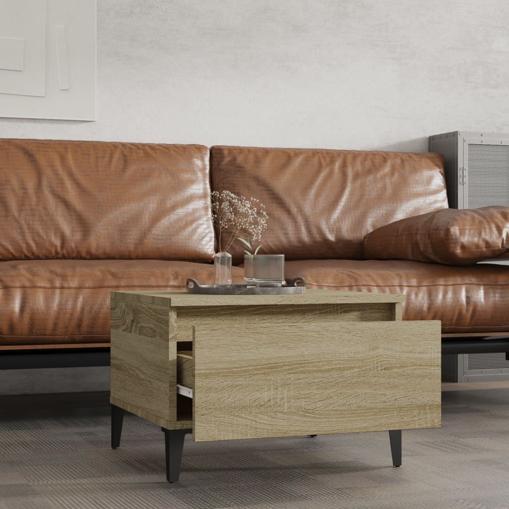 sideborde 2 stk. 50x46x35 cm konstrueret træ sonoma-eg