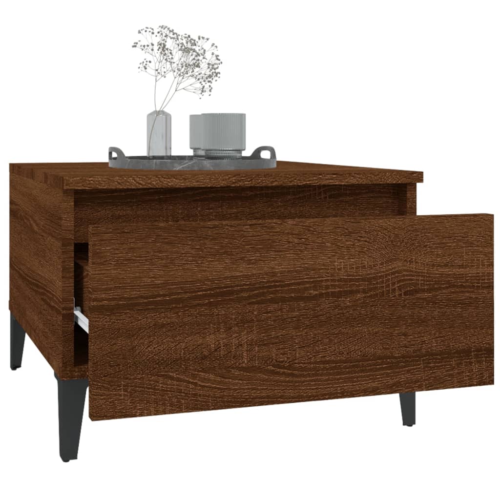 sidebord 50x46x35 cm konstrueret træ brun egetræsfarve