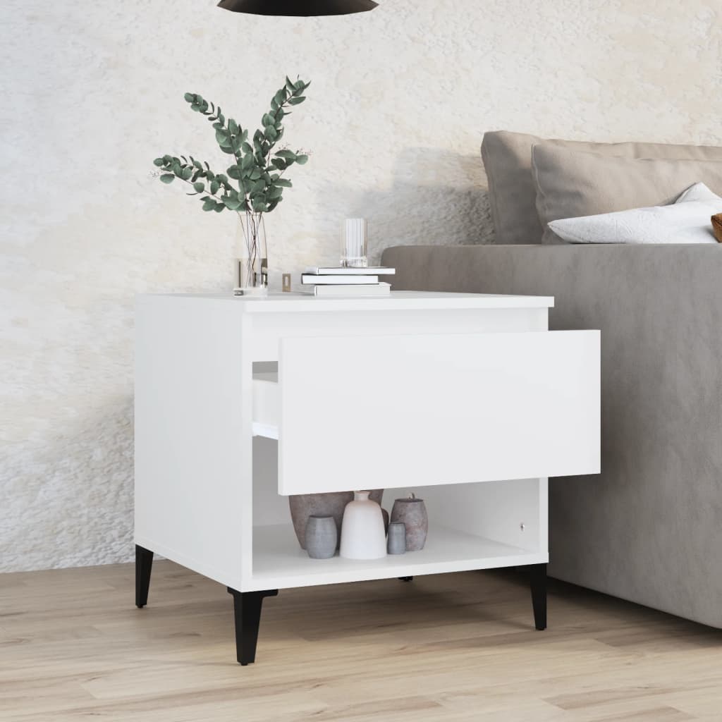 sidebord 50x46x50 cm konstrueret træ hvid