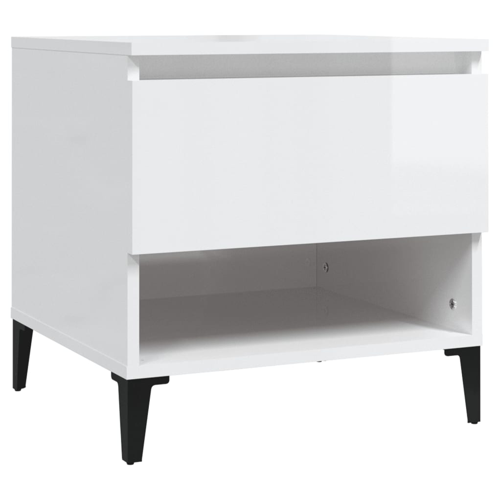sidebord 50x46x50 cm konstrueret træ hvid højglans