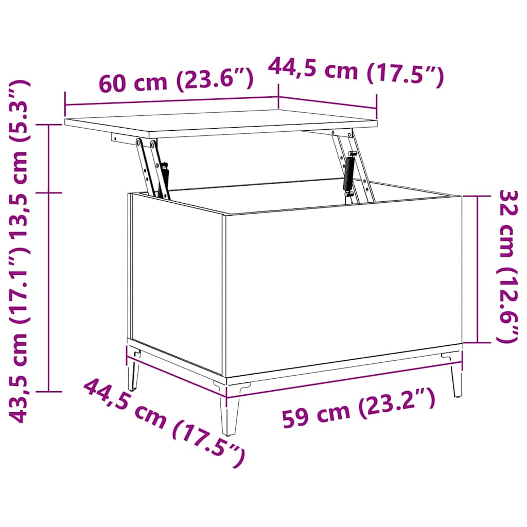 sofabord 60x44,5x45 cm konstrueret træ sonoma-eg