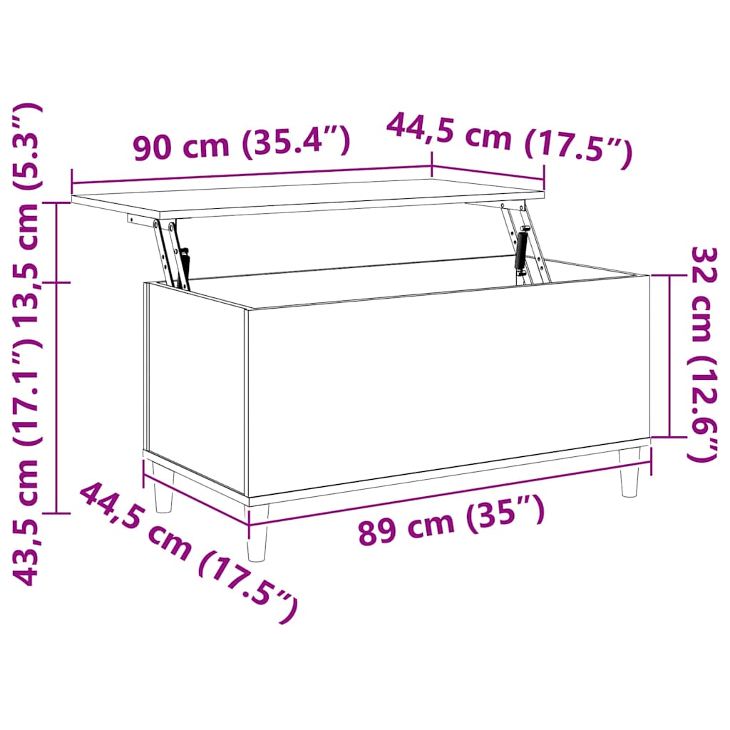 sofabord 90x44,5x45 cm konstrueret træ betongrå