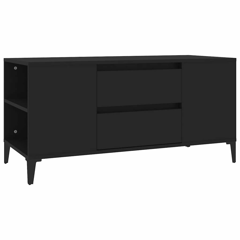 tv-bord 102x44,5x50 cm konstrueret træ sort