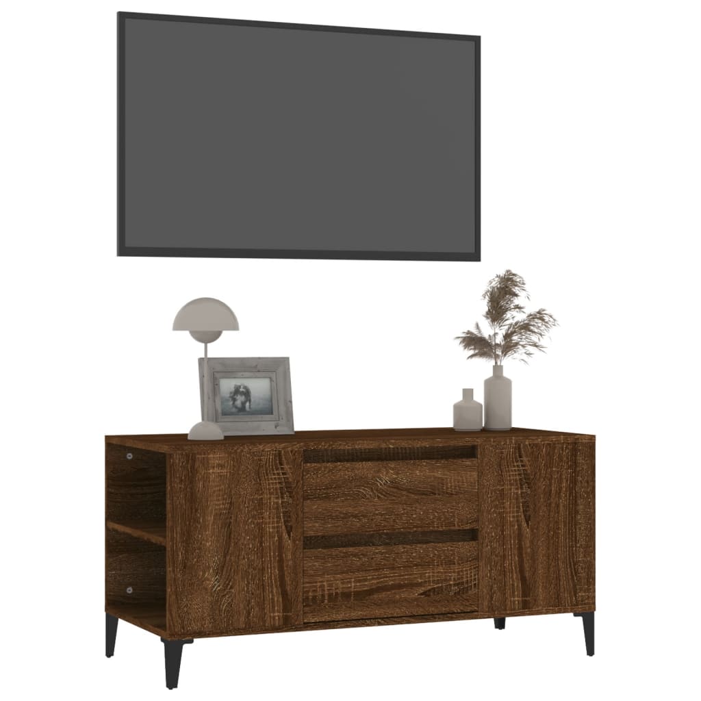tv-bord 102x44,5x50 cm konstrueret træ brun egetræsfarve