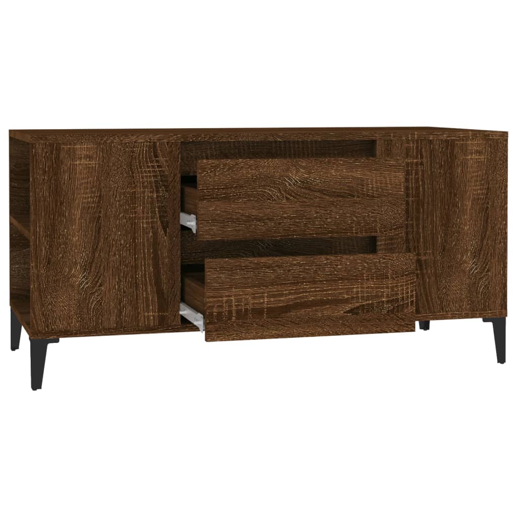 tv-bord 102x44,5x50 cm konstrueret træ brun egetræsfarve