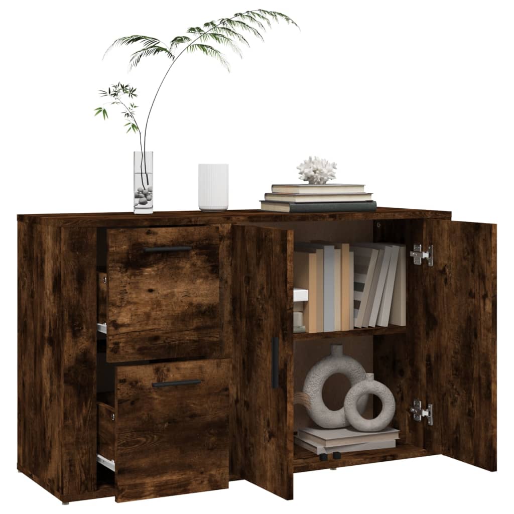 skænk 100x33x59,5 cm konstrueret træ røget egetræsfarve
