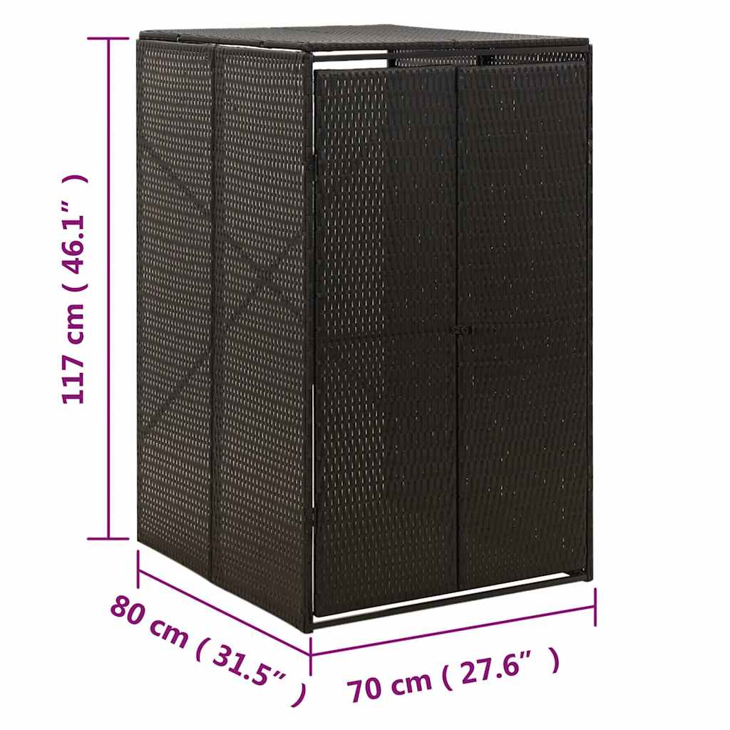 skraldespandsskjuler 70x80x117 cm polyrattan sort