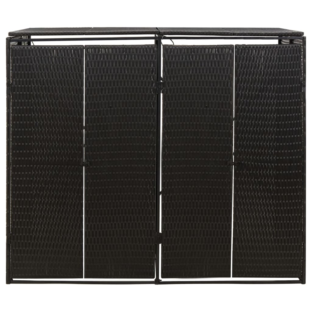 dobbelt skraldespandsskjuler 140x80x117 cm polyrattan sort