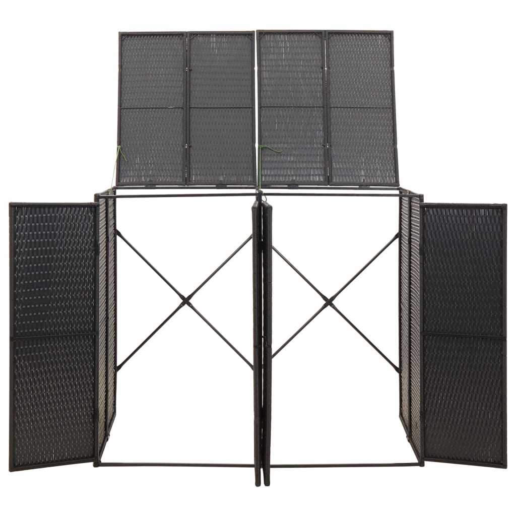 dobbelt skraldespandsskjuler 140x80x117 cm polyrattan sort