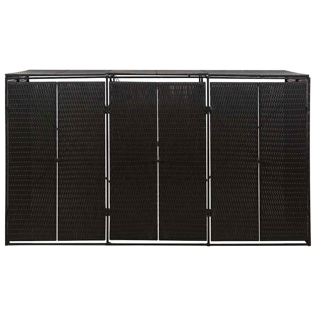 tredobbelt skraldespandsskjuler 207x80x117 cm polyrattan sort