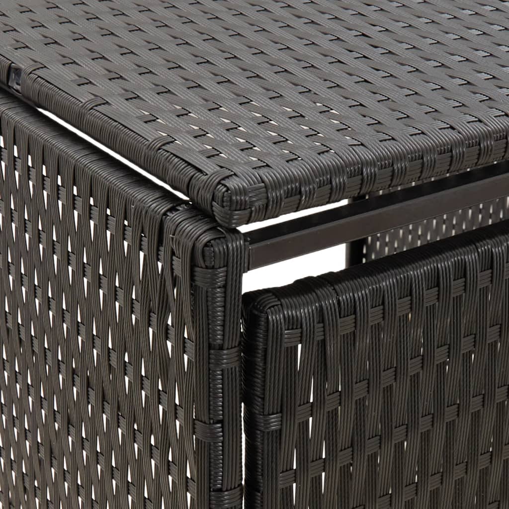 tredobbelt skraldespandsskjuler 207x80x117 cm polyrattan sort