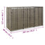 tredobbelt skraldespandsskjuler 207x80x117 cm polyrattan grå