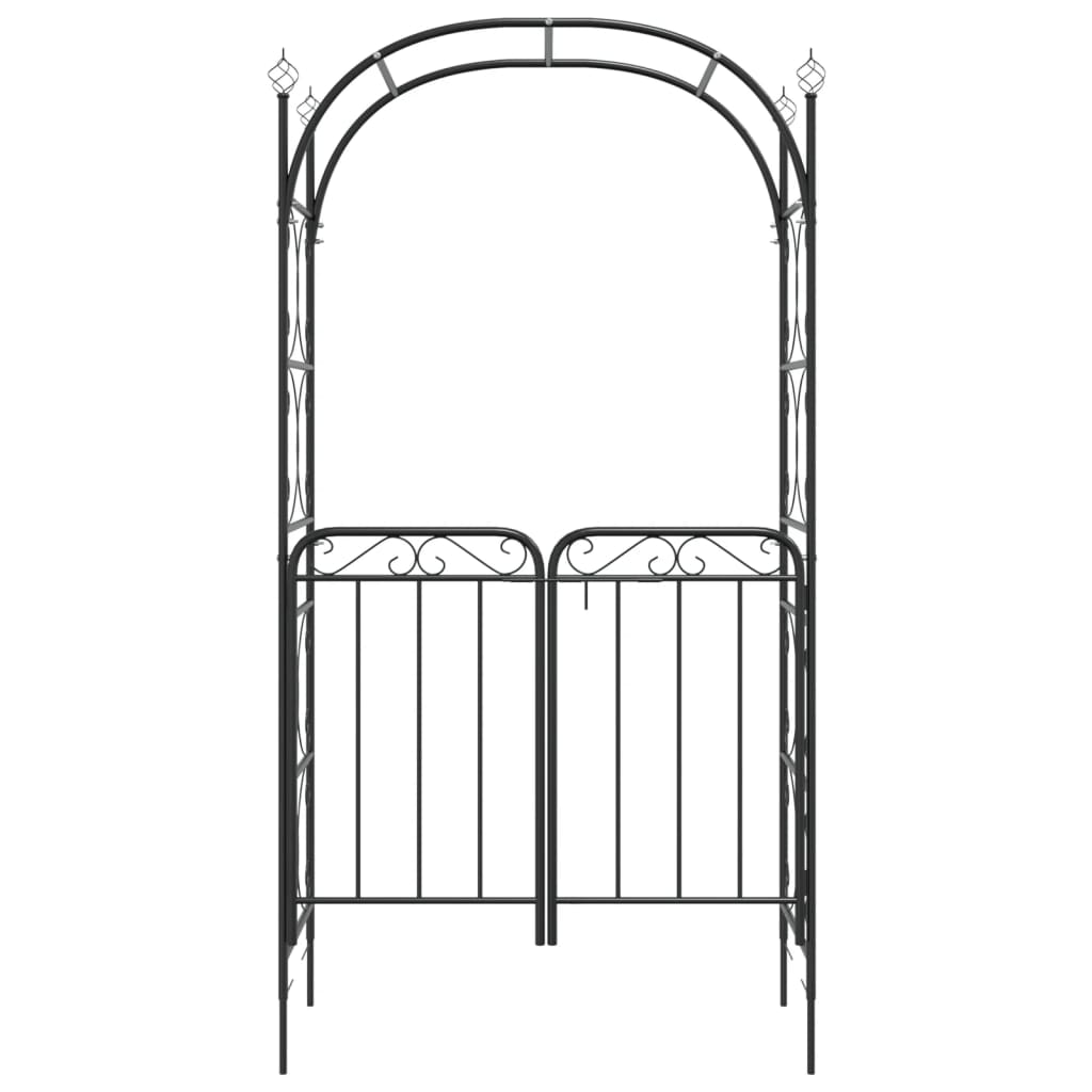 havebue med låge 108x45x235 cm stål sort
