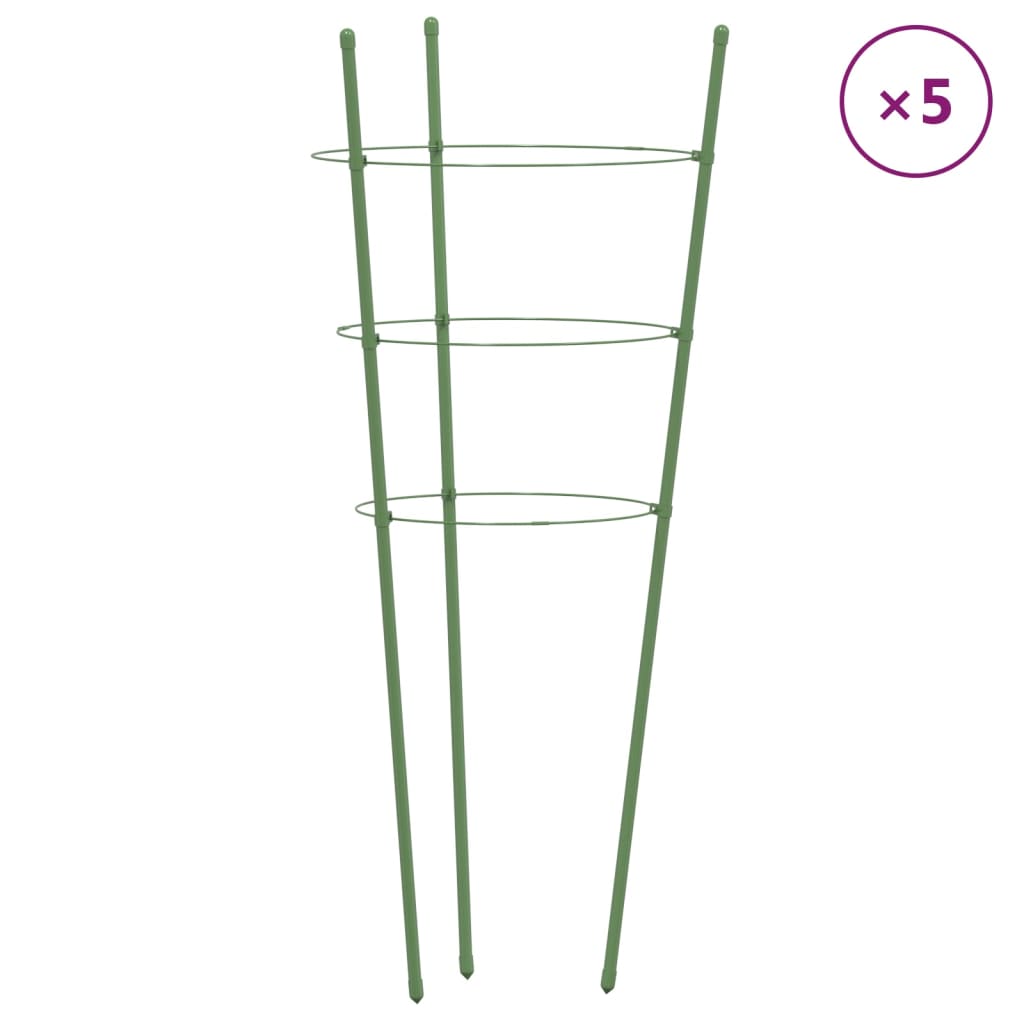 plantestativ med 3 ringe 5 stk. 45 cm stål grøn