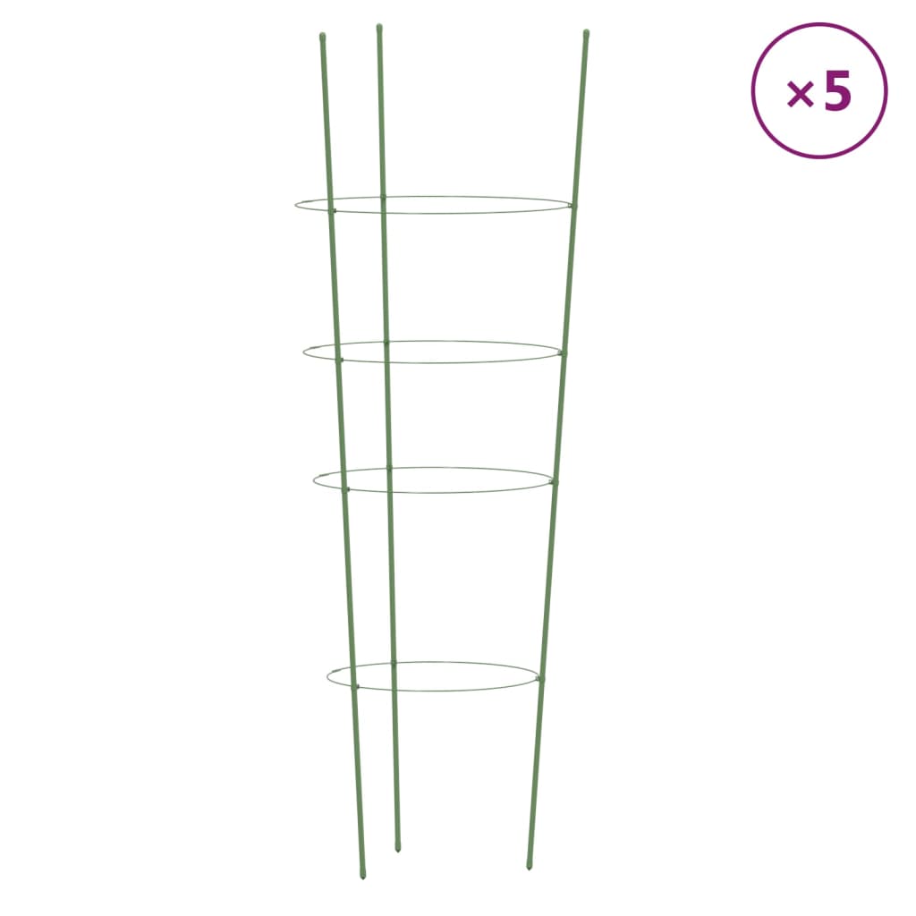 plantestativ med 4 ringe 5 stk. 90 cm stål grøn