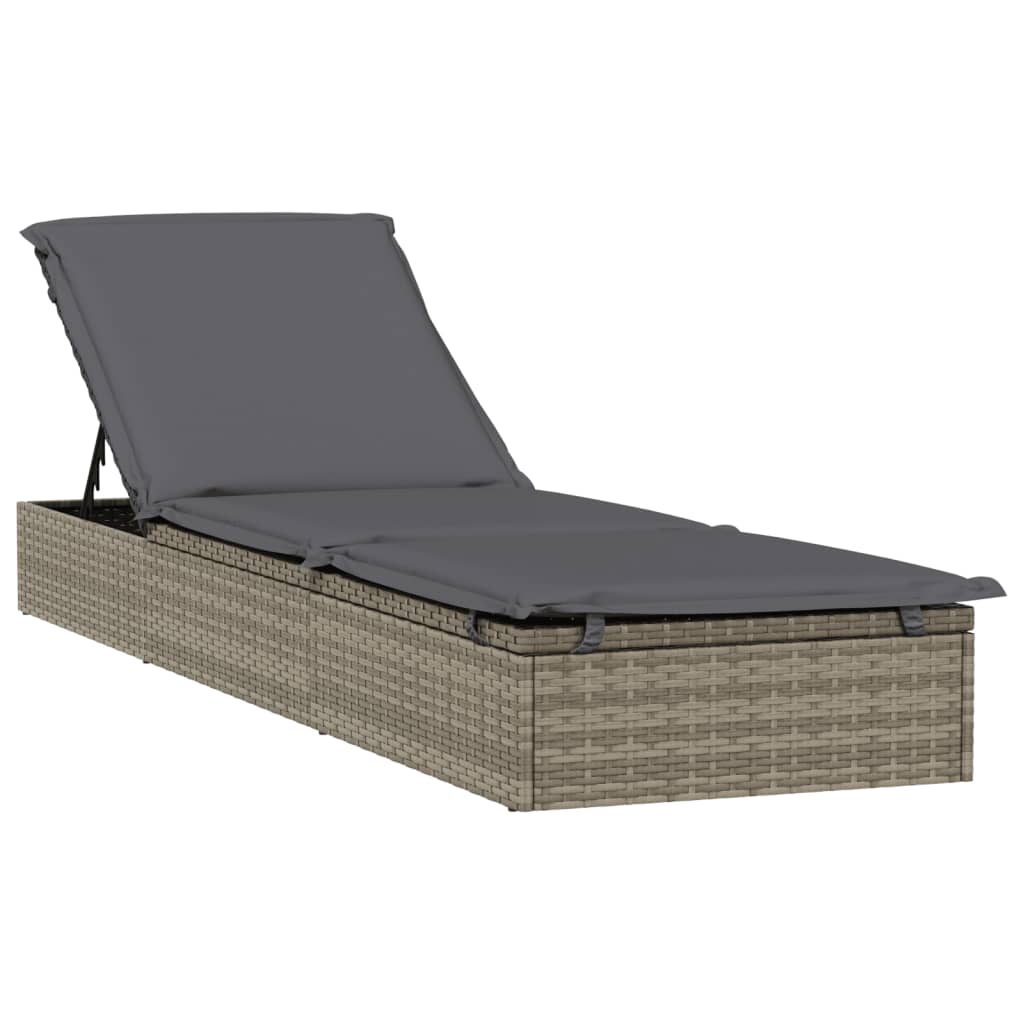 liggestol 1 stk. med hynde 201x55x62 cm polyrattan grå